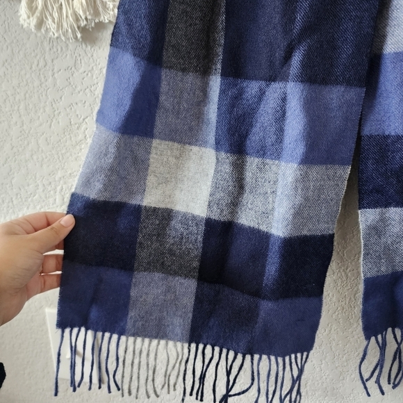 Classic Alpaca 100% Baby Alpaca Woven Buffalo Plaid Scarf Blue Winter Warm - Picture 7 of 8